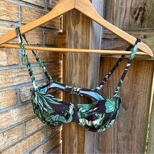 Michael Kors Green Leaf Print Bikini Top